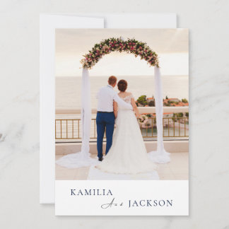 Modern Rose Gold Black Back Minimalist Wedding  Kaart