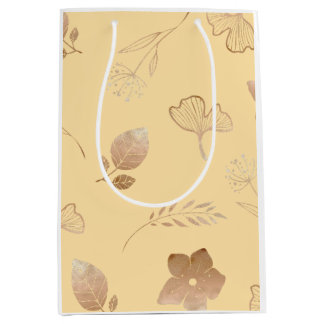 Modern rose gold flowers and leaves medium cadeauzakje