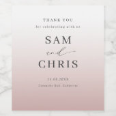 Modern Rose Gold Gradient Wedding Wijn Etiket (Enkel label)