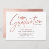 Modern Rose Gold  Graduation Invitation (Devant / Derrière)