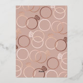 Modern Rose Gold Rings Deep Blush Wedding Folie Uitnodiging (Achterkant)
