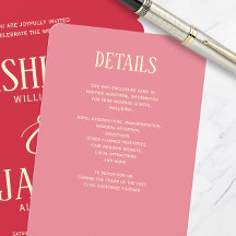 Modern Rose Wedding Invite Details Carte de boîtie