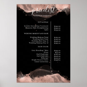 Modern Roségold Black Waterverf Pricelist Poster