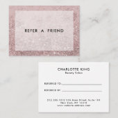 Modern Rosegold Glitter Salon Kortingskaartje (Voorkant / Achterkant)