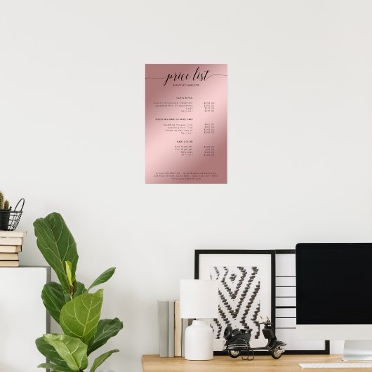 Modern Rosegold (Imitate) prijslijst Poster (Thuiskantoor)
