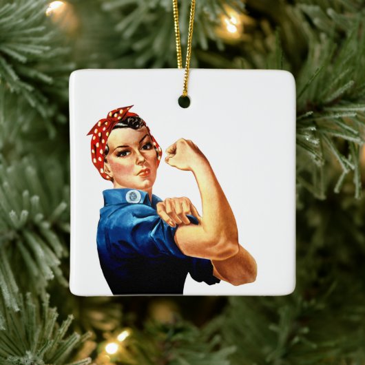 Modern Rosie de Riveter Keramisch Ornament (Boom)