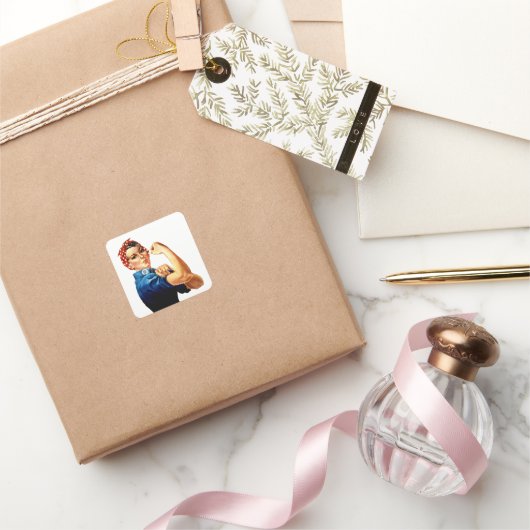 Modern Rosie de Riveter Vierkante Sticker (Geschenken)
