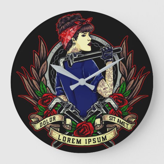 Modern Rosie Tattoo's Women's Grote Klok (Voorkant)