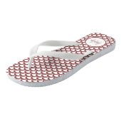 Modern Rosy Brown White Scallops Monogram en Naam Teenslippers (Schuin)