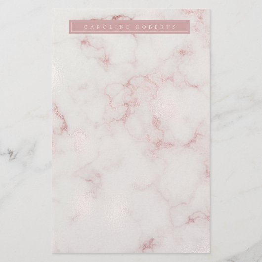 Modern Rosy Goud Marmer Briefpapier (Voorkant)