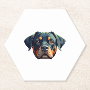 Modern Rottweiler Portret - Krachtige vectorstijl  Kartonnen Onderzetters
