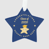 Modern Royal Blue en Gold Afstuderen Star Ornament (achterkant)