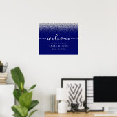 Modern Royal Blue met Silver Glitter Wedding Poster (Thuiskantoor)