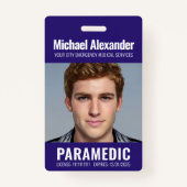 Modern Royal Blue Paramedic Foto ID Badge (Voorkant)