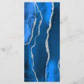 Modern Royal Blue Silver Agate Wedding Menu (Achterkant)