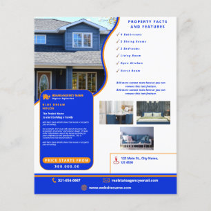 Modern Royal Blue & Sinaasappel Home Verkopen Gepe Flyer