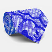 Modern Royal Cobalt Blue Sapphire Lace Stropdas (Opgerold)