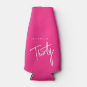 Modern Roze 30e Dertigste verjaardagsfeestje Flesjeskoeler (Voorkant)