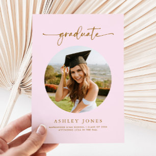 Modern roze Afstuderen foto Afstuderen Aankondiging