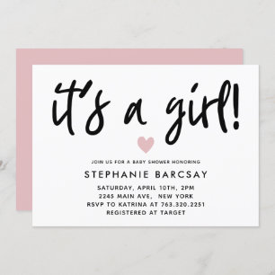 Modern roze Baby shower Kaart