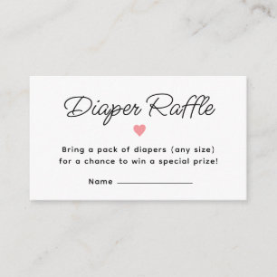 Modern Roze Baby shower Luier Raffle Ticket Informatiekaartje