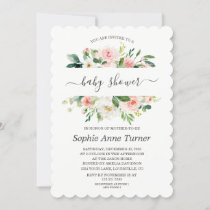 Modern Roze Baby shower voor Floral Calligrafie Kaart
