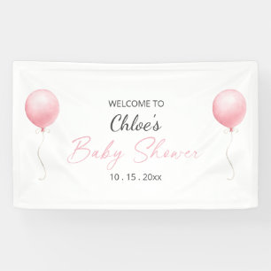 Modern roze ballon meisje Baby shower Spandoek