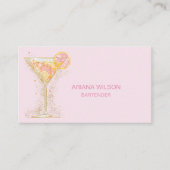 Modern Roze Bartender Cocktail Bow Bar Club Event Visitekaartje (Voorkant)