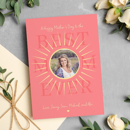 Modern roze beste moeder ooit Moederdag roze kaart