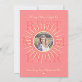 Modern roze beste moeder ooit Moederdag roze kaart (Voorkant)