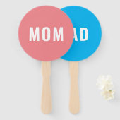 Modern Roze Blauw Baby shower Spel Hand Fan: Mam o Handwaaier (Voorkant en achterkant)