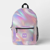 Modern Roze Blauw Iriserend wervelmonogram Bedrukte Rugzak (Voorkant)