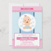 Modern Roze Blauw Jongen Baby shower Kaart (Voorkant)