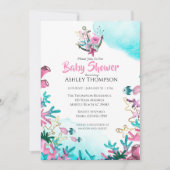Modern roze blauw onder het Baby shower Zee Kaart (Voorkant)
