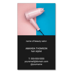 Modern Roze Blauwe Grijze Schoonsalon Hair Stylist Magnetisch Visitekaartje