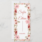 Modern Roze Bloem Bruiloftsceremonie Programma (Voorkant)