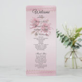 Modern Roze Bloemen Huwelijksprogramma Programma (Staand voorkant)