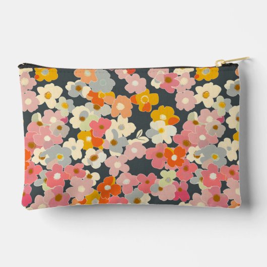 Modern Roze Bloemen Monogram Initiaal Etui (Achterkant)