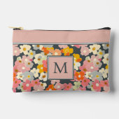 Modern Roze Bloemen Monogram Initiaal Etui (Voorkant)