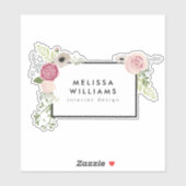 Modern Roze Bloemen Motief Sticker (Vel)