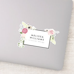  Modern Roze Bloemen Motief Sticker