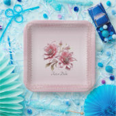 Modern roze bloemen papier Bord (Feest)