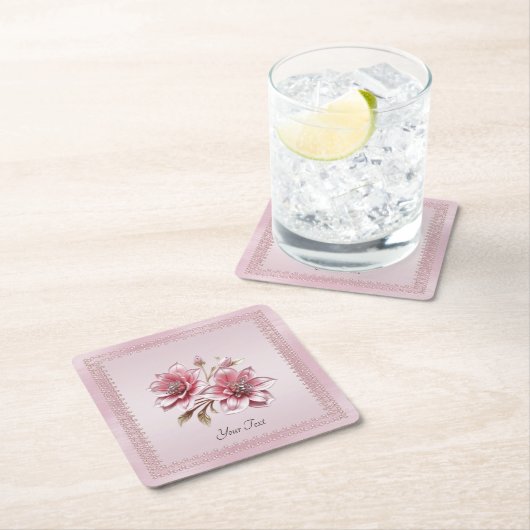 Modern roze bloemen papier Onderzetter (Insitu)