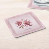 Modern roze bloemen papier Onderzetter (Schuin)