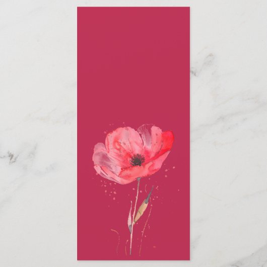 Modern Roze Bloemen Vet Trouwen Flat Menu (Achterkant)