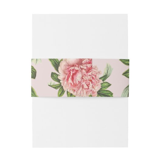 MODERN roze bloemige pioenbloem Uitnodigingen Wikkel (Achterkant Voorbeeld)