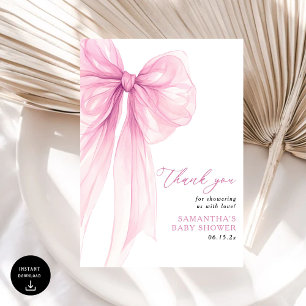 Modern roze boog Baby shower Bedankkaart