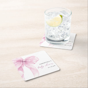 Modern roze boog Baby shower Vierkante Kartonnen Onderzetter