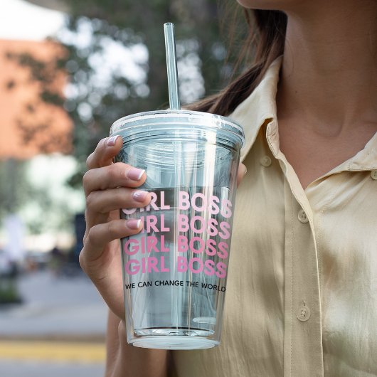 Modern Roze Boss Best Girly Gift Acryl Drinkbeker