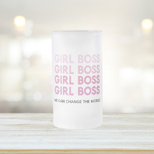 Modern Roze Boss Best Girly Gift Matglas Bierpul